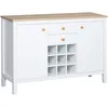 Image de HOMCOM Buffet Meuble de Rangement avec 2 tiroirs, 2 Portes étagères réglables et Porte-Bouteilles pour 9 Bouteilles, 110 x 35 x 75 cm, Blanc et Bois Naturel