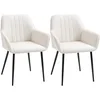 Image de HOMCOM Chaises de Salle à Manger Chaises de Visiteur Design scandinave - Lot de 2 chaises - Pieds effilés métal Noir - Assise Dossier accoudoirs ergonomiques Lin Beige