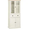Image de HOMCOM Buffet Meuble Cuisine Rangement Armoire de Cuisine 4 Portes Dont 2 Portes vitrées et 1 tiroir Hauteur 182,5 cm avec étagères réglables - Beige