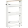 Image de kleankin Chariot de Rangement à 3 Niveaux Chariot de Stockage étagère sur roulettes pour Cuisine étroite Salle de Bain buanderie Bureau avec poignée - 48 x 15 x 80 cm Blanc