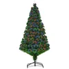 Image de HOMCOM Sapin de Noël Artificiel Lumineux 150H cm Fibre Optique Multicolore + Support Pied 180 Branches étoile Sommet Brillante Vert