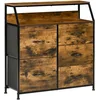 Image de HOMCOM Commode Meuble de Rangement Style Industriel 5 tiroirs Pliables en Tissu - 83,5 x 29 x 87 cm