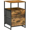 Image de HOMCOM Table de Chevet avec 2 Tiroirs Tissus Table d'appoint Petit Meuble de Rangement Style Industriel Commode 2 tiroirs - 45 x 40 x 70,5 cm - Bois et métal