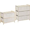 Image de HOMCOM Ensemble de 2 pièces commodes en Tissu Meubles de Rangement avec 10 tiroirs pliants en Tissu de Lin Style élégant pour Chambre à Coucher Bureau Salon Bois Naturel Beige