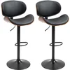Image de HOMCOM Lot de 2 tabourets de Bar Chaise de Cuisine avec Dossier revêtement synthétique Hauteur réglable pivotant Repose-Pied Noir
