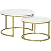 Image de HOMCOM Lot de 2 Tables Basses Gigognes 74x74x46.3cm, Pied en Acier Doré