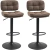 Image de HOMCOM Lot de 2 tabourets de Bar Vintage capitonné - pivotant, réglable - Repose-Pied - revêtement synthétique Marron Effet Vieilli