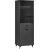 Image de HOMCOM Buffet Cuisine Armoire Meuble de Rangement 180 cm pour Cuisine Salon Salle de Bain Design Industriel - piètement métal Noir Bois Gris
