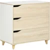 Image de HOMCOM Commode avec 3 tiroirs Meuble de Rangement Bicolore Blanc et Aspect Bois - 75 x 42 x 75 cm
