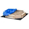 Image de Outsunny Bac à sable en bois massif, octogonal, 140x140x21,5cm, 4 bancs avec bâche de couverture et sol non tissé, protection UV, facile à installer, jeux extérieur pour jardin, maison, plage, naturel