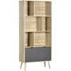 Image de HOMCOM Bibliothèque étagère Meuble de Rangement Design Moderne avec Placard 2 Portes et 6 étagères -dim. 80L x 35l x 180H cm Aspect Bois Naturel et Gris foncé
