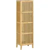 Image de HOMCOM Meuble de Rangement en Bambou Armoire de Rangement avec 4 Niveaux et Porte Design à lamelles pour Salle de Bain Chambre Salon 40 x 30 x 140 cm