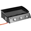 Image de Outsunny Plancha gaz en acier inox 3 brûleurs 9 kW antiadhésive grande surface de gril 61 x 35,5 cm