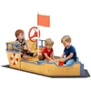 Image de Outsunny Bac à Sable Forme de Bateau Pirate boîte à Sable pour Enfant Bateaux extérieurs - gouvernail Drapeau Rouge 2 marches et Espace de Rangement - Bois de Sapin et Tissu Non tissé Jaune
