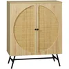 Image de HOMCOM Meuble de Rangement Buffet Haut Aspect Bois et cannage Design 2 Portes - 80 x 39 x 101,8 cm Naturel