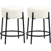 Image de HOMCOM Lot de 2 tabourets de Bar avec Repose-Pieds Hauteur 62 cm - Acier et revêtement Effet Laine bouclée Design Industriel - Blanc et Noir