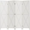 Image de HOMCOM Paravent intérieur 4 Panneaux 182L x 170H cm Style campagnard Chic - séparateur de pièce avec croisillons - Bois de Paulownia Blanc