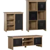 Image de HOMCOM Ensemble Buffet Bibliothèque et Meuble TV Design Industriel 2 Passe-Fils Multi-Rangement Aspect Bois veinage Portes métal Noir
