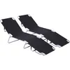 Image de Outsunny Bain de Soleil transat Pliable Dossier réglable Multipositions métal et Polyester Noir