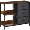 Image de HOMCOM Commode Meuble de Rangement avec 3 Tiroirs 80 x 29 x 71 cm Marron