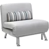 Image de HOMCOM Fauteuil Convertible 1 Place chauffeuse 3 en 1 Fauteuil lit avec Dossier réglable en 5 Positions, Coussin Inclus, canapé-lit 1 Place pour invités, Salon, Charge 150 kg Gris