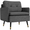 Image de HOMCOM Fauteuil de Salon, Fauteuil 1 Place, en Tissu Lin 72 cm, Coussin Assise rembourrée Dossier capitonné Ressorts en S Pieds en Acier, Sofa Moderne pour Chambre, Appartement, Gris foncé