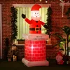 Image de HOMCOM Père Noël Gonflable avec Cheminée Lumineux 210 cm Rouge Blanc Noir