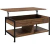 Image de HOMCOM Table Basse relevable Table de Salon - étagère inférieure, Coffre de Rangement - dim. 100L x 80l x 60H cm - Aspect Bois Rustique Noir