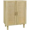 Image de HOMCOM Meuble de Rangement Buffet rotin avec Placard à Portes Effet cannage, étagères réglables, Style bohème, Armoire de Rangement pour Salon, Cuisine, Chambre, 73 x 41 x 102 cm, Bois Naturel