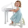 Image de AIYAPLAY Piano Enfant électronique, Clavier de Piano, 32 Touches Multifonctions, avec Micro Haut Parleur et Tabouret, Couvercle Lumineux LED, Instrument de Musique Enfant 3-6 Ans, Blanc