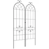 Image de Outsunny Lot de 2 Treillis de Jardin, Support pour Plantes grimpantes en métal, 50L x 181H cm, Noir