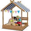 Image de Outsunny Bac à Sable pour Enfant en Bois Sapin Forme Maison 124x116x146cm