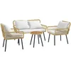 Image de Outsunny Salon de Jardin extérieur 4 pièces mobilier de Jardin canapé 2 Places 2 fauteuils avec 7 Coussins 1 Table Basse Ronde, résine tressée