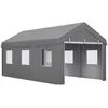 Image de Outsunny Tente Garage carport dim. 6L x 2,95l x 2,78H m Acier galvanisé Robuste PE Haute densité 160 g/m² imperméable Anti-UV, 2 Portes enroulables et 6 fenêtres