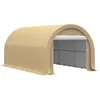 Image de Outsunny Carport Tente de Garage 5 x 3 x 2,4 m, abri Voiture extérieur, Tente de Stockage avec Porte Enroulable zippée, Acier galvanisé, PE Haute densité 190 g/m², Beige