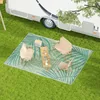 Image de Outsunny Tapis de Jardin Tapis d'extérieur réversible 365L x 274l cm imperméable Motif Feuillage avec Sac de Transport pour terrasse Balcon Camping, Vert crème