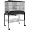 Image de PawHut Grand Cage Oiseaux avec Support roulettes 85 x 49 x 119 cm Noir