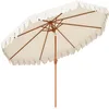 Image de Outsunny Parasol de jardin Parasol droit inclinable rond Ø 264 cm avec volants tissu polyester haute densité anti-UV mât démontable 8 baleines - crème