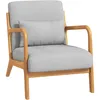 Image de HOMCOM Fauteuil de Salon avec Cadre en Bois Massif Fauteuil Lounge - Assise Profonde - accoudoirs - Aspect Velours Gris Clair