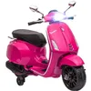 Image de AIYAPLAY Scooter électrique Enfant Vespa 6 V Moto électrique pour Enfants 3-6 Ans dim. 107L x 47l x 73H cm Musique MP3 Port USB Radio FM Phare 2 Roues d'entraînement - Rose