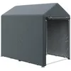 Image de Outsunny Abri de Jardin Tente de Stockage Imperméable Abri Moto Porte Enroulable Fermeture Éclair, Garage pour Vélo et Outils Rangement 120x179x165cm Gris Foncé