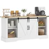 Image de HOMCOM Buffet 2 Portes Coulissantes Bois 150l x 40P x 72H cm Blanc Chêne