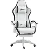 Image de Vinsetto Chaise Gaming Fauteuil Gaming Ergonomique Repose-Pieds télescopique, Dossier inclinable à 135°, Appui-tête réglable et Soutien Lombaire, Fauteuil de Bureau 360° Rotatif en Similicuir, Blanc