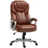 Image de HOMCOM Chaise de Bureau, Fauteuil de Bureau, siège d'ordinateur, avec Fonction Bascule, Dossier Haut, roulettes pivotantes 360°, Hauteur réglable, Marron