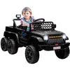 Image de AIYAPLAY Voiture électrique enfant, buggy électrique enfant 6 roues modes 4x4 et 2x2, télécommande 2,4G, 2 moteurs 12 V, 3 vitesses, remorque arrière, musique, klaxon lumières LED, 122x62,5x65cm, noir
