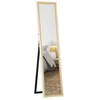 Image de HOMCOM Miroir de Sol Pleine Longueur 157 x 37cm Miroir sur Pied rectangulaire avec Cadre en Effet Bois, Montage au Sol, Suspendu ou appuyé Contre Le Mur, pour Salon, Chambre, Blanc