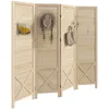 Image de HOMCOM Paravent intérieur en Bois, 4 Panneaux, 152 x 144,5 cm, Panneau perforé, séparateur de pièce Pliable, Panneau perforé pour Salon, Chambre à Coucher, Maison, Bois Naturel