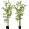 Image de HOMCOM Lot de 2 Plantes artificielles Bambou Arbre Artificiel Hauteur 180 cm avec Pot, décoration Interieur, très réaliste
