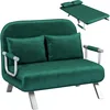 Image de HOMCOM Canapé-lit 2 Places, Fauteuil Convertible avec Dossier réglable en 5 Positions, Chaise Longue avec 2 Coussins Inclus, canapé en revêtement Aspect suède déhoussable, 111x80x78cm, Vert