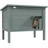 Image de PawHut Maison pour Chats Niche d'extérieur en Bois surélevée avec Toit ouvrable, isolée avec Toit Asphalte, 85 x 50 x 68,5 cm, Gris foncé et Noir
